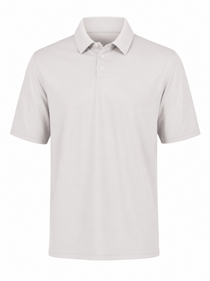 White Short-Sleeve Polo Shirt with Ribbed Collar