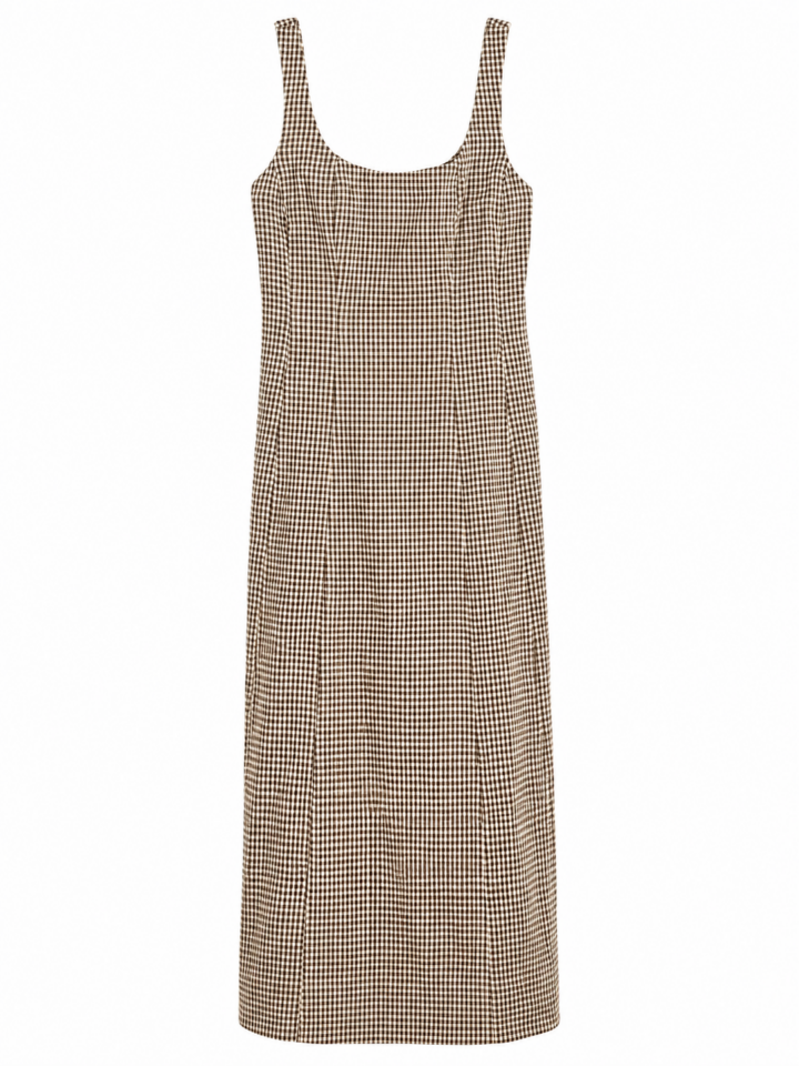 Black and White Gingham Sleeveless Midi Dress