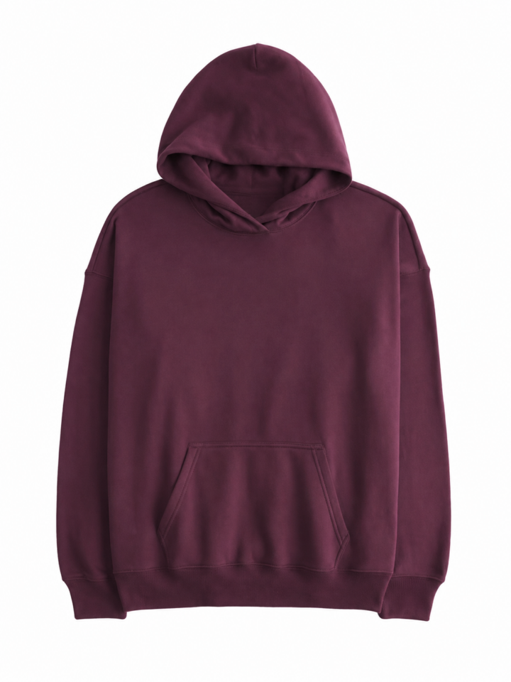 Burgundy Relaxed Fit Hooded Sweatshirt