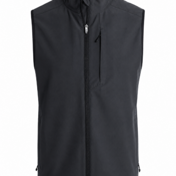 Black Sleeveless Vest with Stand Collar