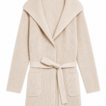 Ivory Ribbed Shawl Collar Cardigan