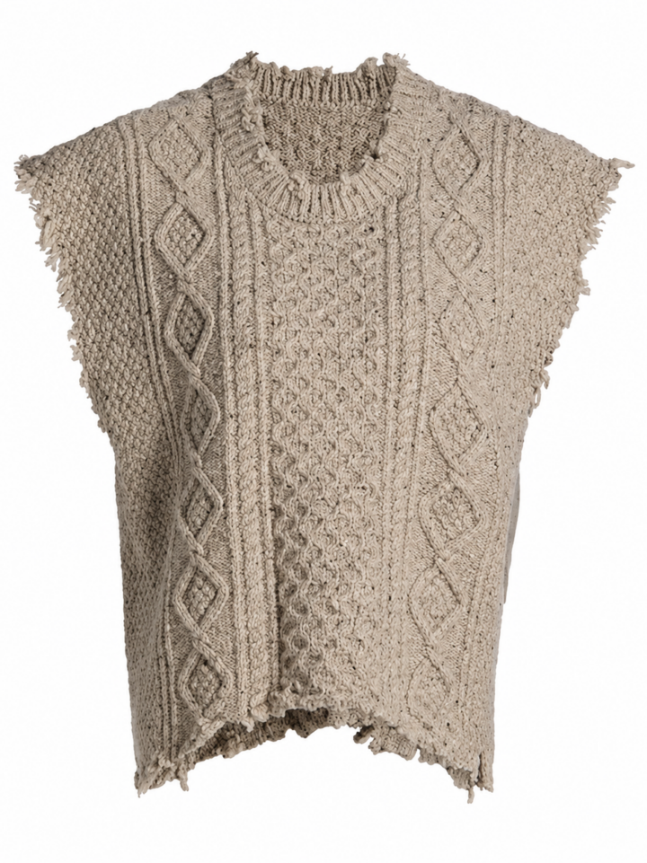 Beige Sleeveless Knit Sweater Vest