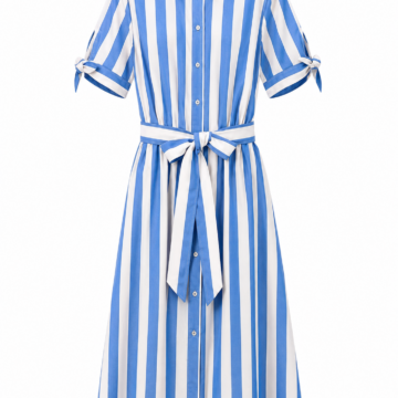 Blue and White Striped Shirt Dress