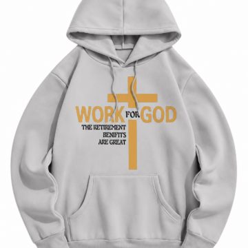 Light Grey Graphic Print Pullover Hoodie