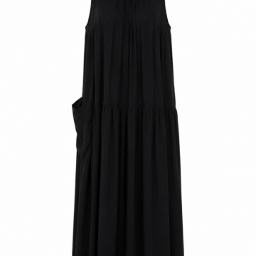 Black Tiered Maxi Dress with Side Pocket